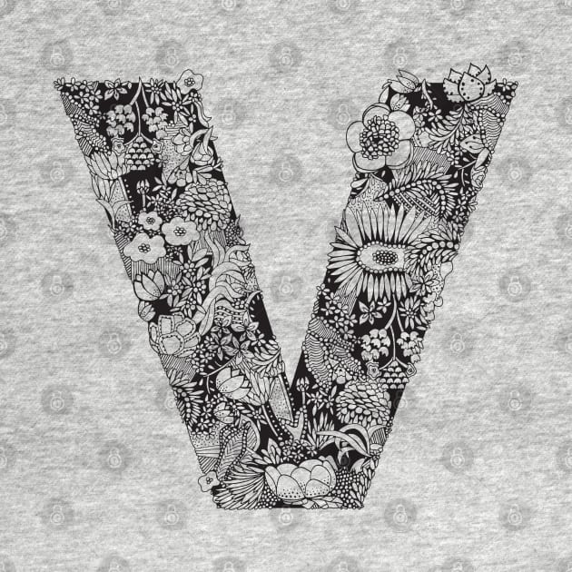 Floral Letter V by HayleyLaurenDesign